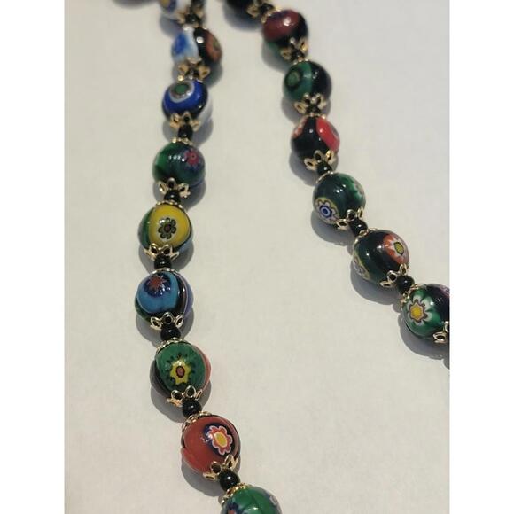Vintage Venetian Millefiori Murano Glass Beaded Necklace - 30 in - 59 gr - Picture 4 of 7